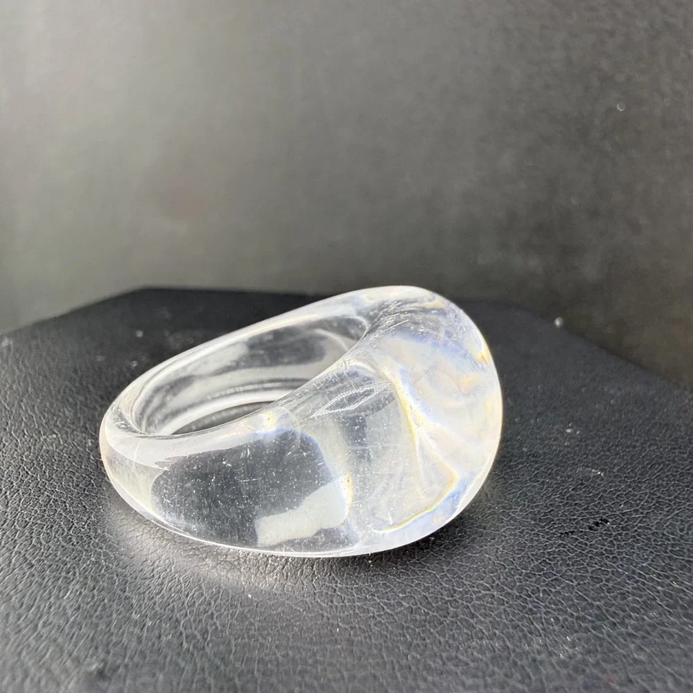 Vintage Estate Ring Clear Acrylic Chunky Dome Size 7